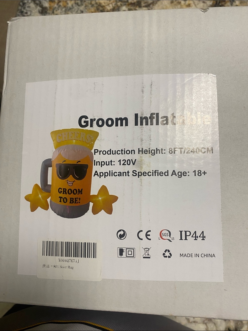 Yellow 'Groom To Be' Inflatable Party Decoration - Fun Bachelor Party Prop 8ft